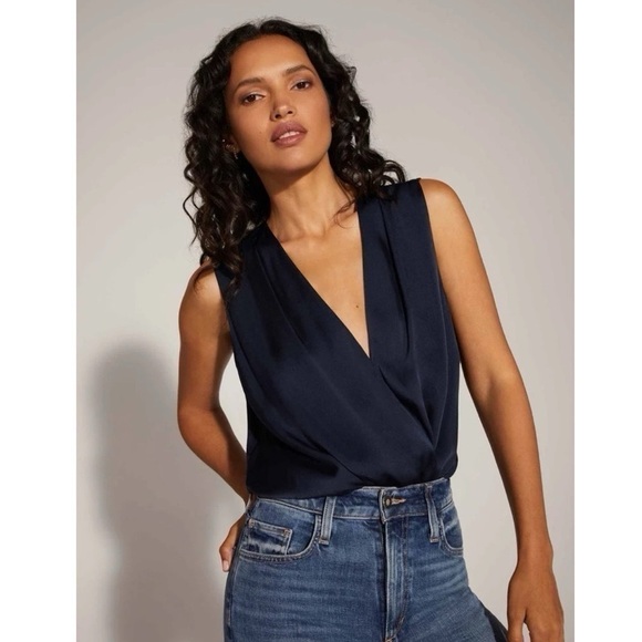 Favorite Daughter Sleeveless Date Blouse Bodysuit Navy Blue - Picture 1 of 8